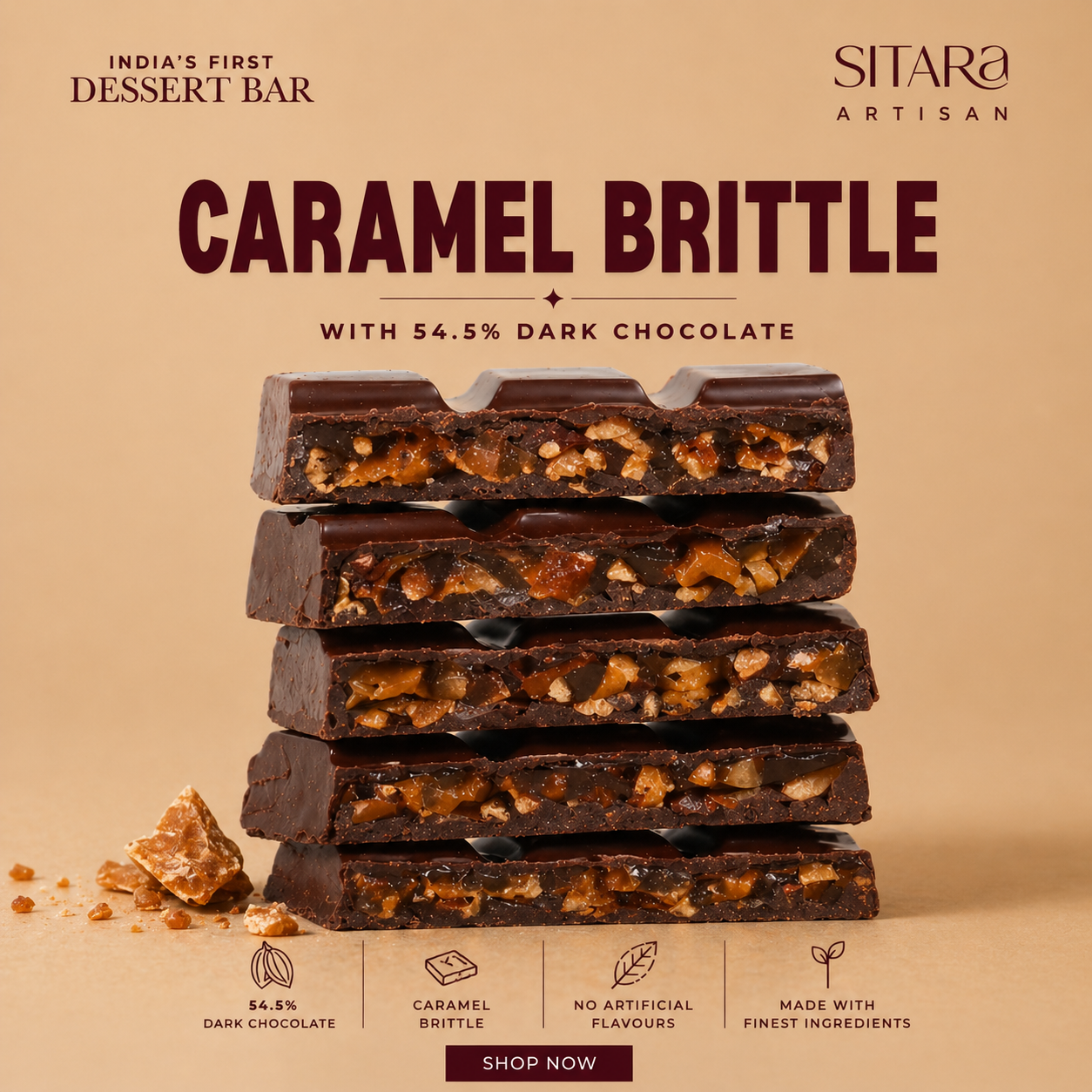 Caramel Brittle Dark Chocolate Bar