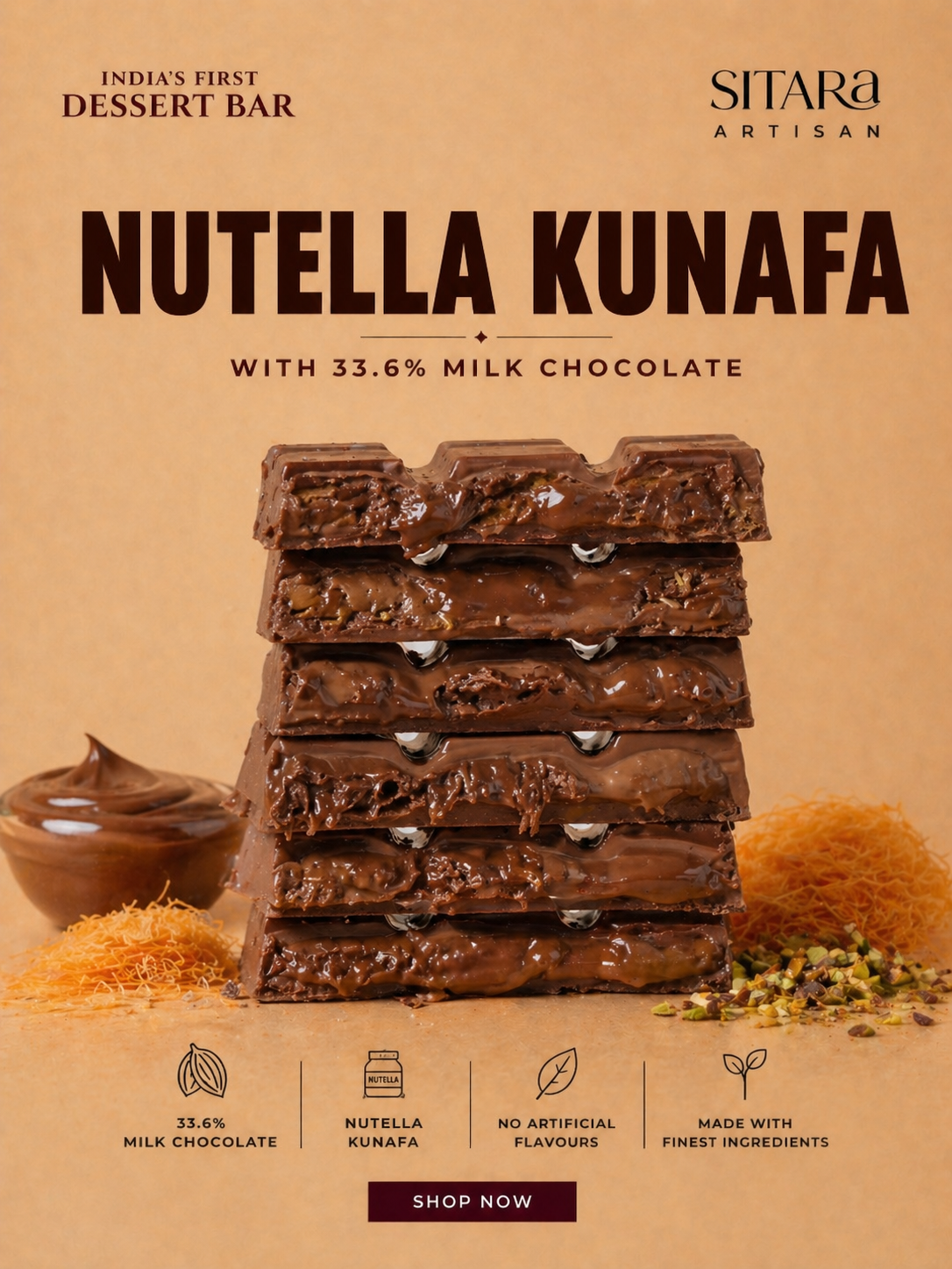 Milk Nutella Kunafa Bar